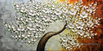 Fleurs décoratives modernes œuvres - fleur de prune en décoration florale blanche